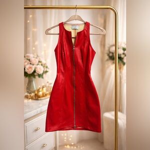 Elegant Revice Red leather Dress